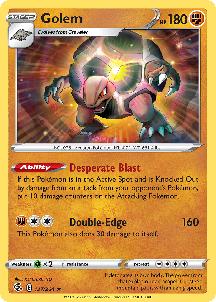 Pokémonkaart 137/264 - Golem - Fusion Strike - [Rare]