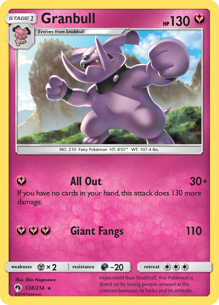 Pokémonkaart 138/214 - Granbull - Lost Thunder - [Rare]