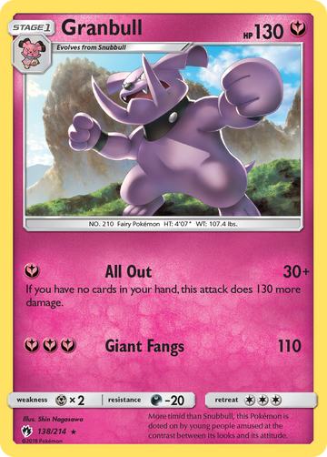 Pokémonkaart 138/214 - Granbull - Lost Thunder - [Rare]