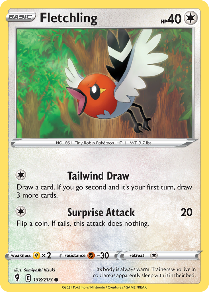 Pokémonkaart 138/203 - Fletchling - Evolving Skies - [Common]