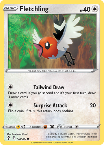 138/203 - Fletchling - Reverse Holo - [Common]