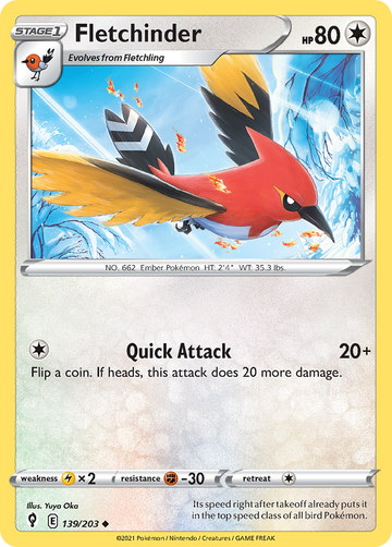 139/203 - Fletchinder - Reverse Holo - [Uncommon]