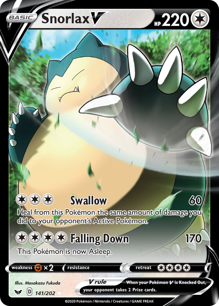 Pokémonkaart 141/202 - Snorlax V - Sword & Shield - [Rare Holo V]
