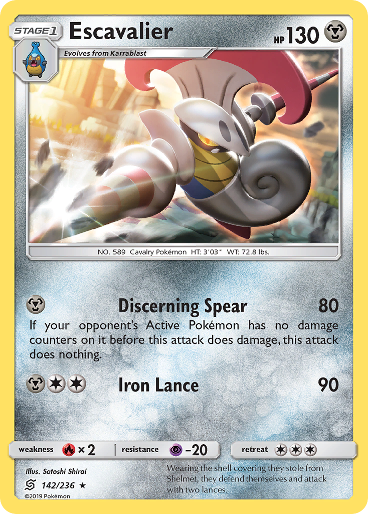 Pokémonkaart 142/236 - Escavalier - Unified Minds - [Rare]