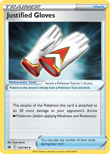 143/198 - Justified Gloves - Reverse Holo - [Uncommon]