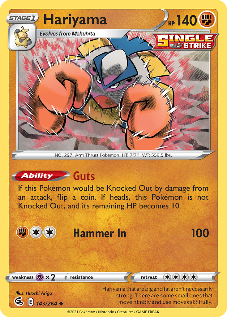 Pokémonkaart 143/264 - Hariyama - Fusion Strike - [Uncommon]