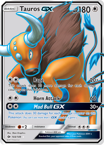 Pokémonkaart 144/149 - Tauros-GX - Sun & Moon - [Rare Ultra]