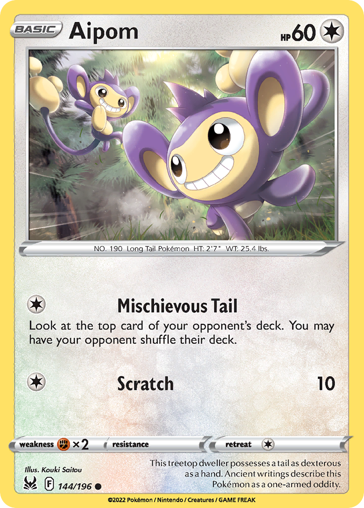 144/196 - Aipom - Reverse Holo - [Common]