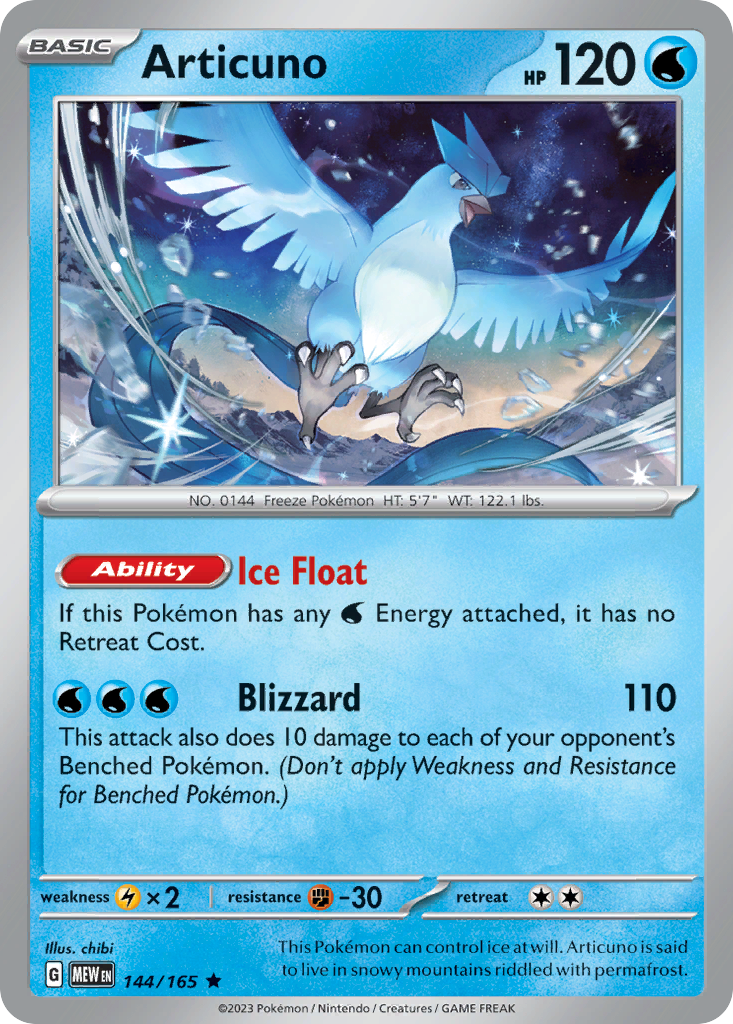 144/165 - Articuno - [Rare] - Reverse Holo