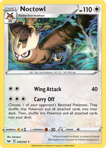 Pokémonkaart 144/202 - Noctowl - Sword & Shield - [Rare]