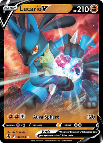 Pokémonkaart 146/264 - Lucario V - Fusion Strike - [Rare Holo V]
