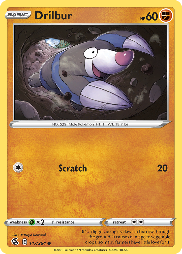 Pokémonkaart 147/264 - Drilbur - Fusion Strike - [Common]