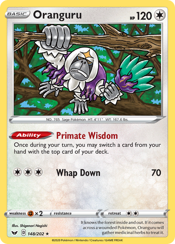 Pokémonkaart 148/202 - Oranguru - Sword & Shield - [Rare Holo]