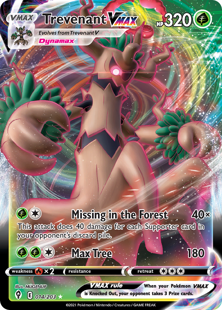 Pokémonkaart 014/203 - Trevenant VMAX - Evolving Skies - [Rare Holo VMAX]