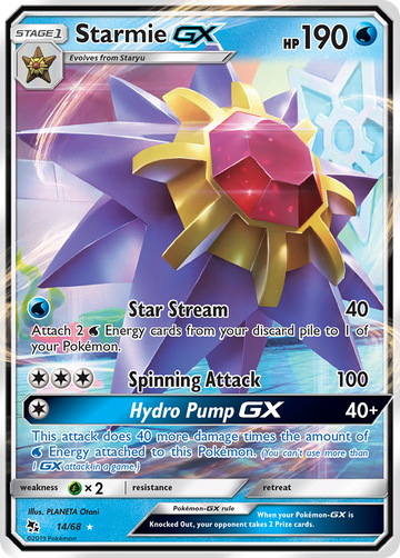 Pokémonkaart 014/068 - Starmie-GX - Hidden Fates - [Rare Holo GX]