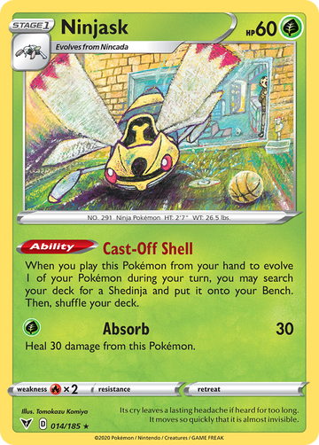 Pokémonkaart 014/185 - Ninjask - Vivid Voltage - [Rare]