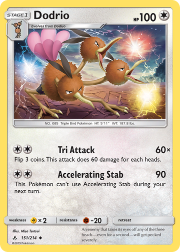 Pokémonkaart 151/214 - Dodrio - Unbroken Bonds - [Uncommon]