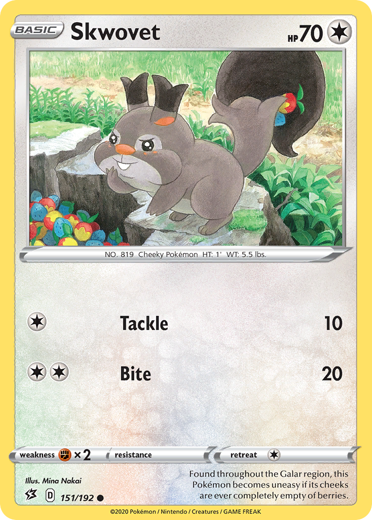 Pokémonkaart 151/192 - Skwovet - Rebel Clash - [Common]