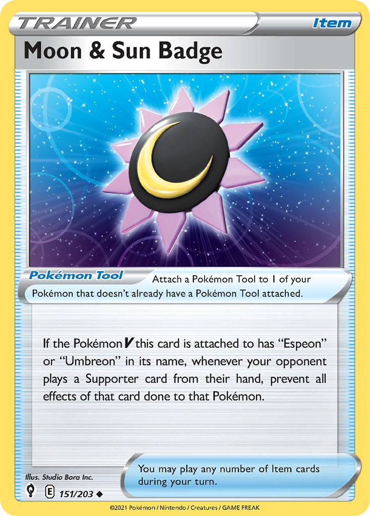 Pokémonkaart 151/203 - Moon & Sun Badge - Evolving Skies - [Uncommon]