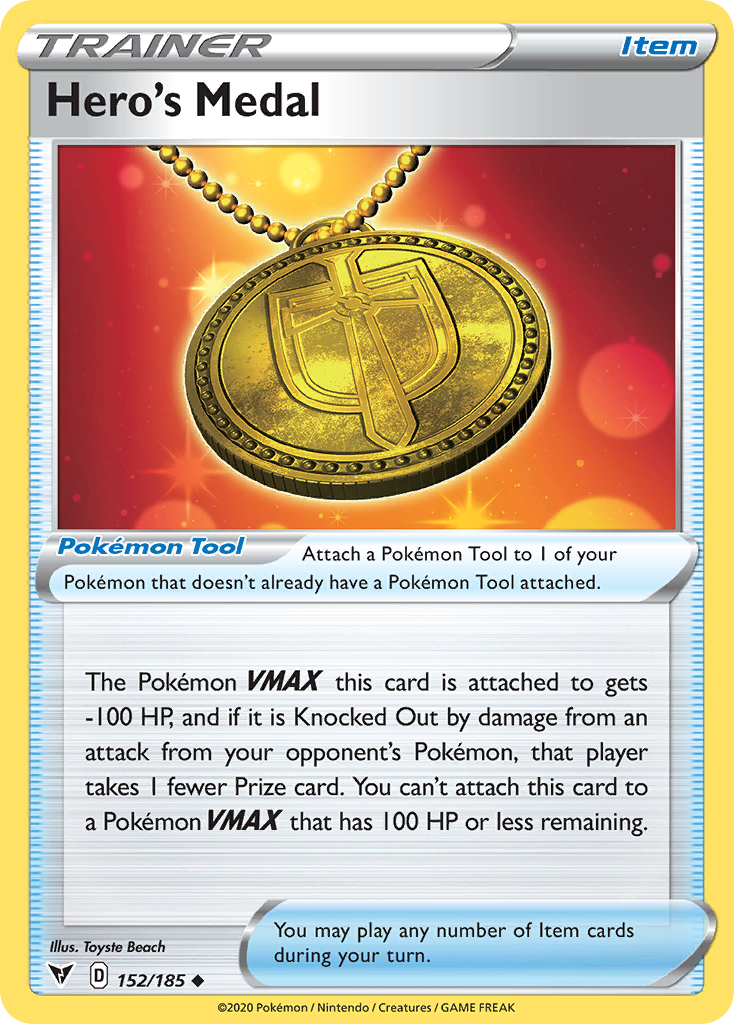 Pokémonkaart 152/185 - Hero's Medal - Vivid Voltage - [Uncommon]