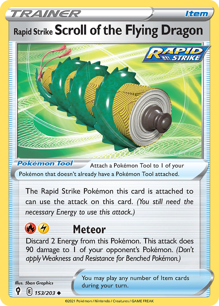 Pokémonkaart 153/203 - Rapid Strike Scroll of the Flying Dragon - Evolving Skies - [Uncommon]