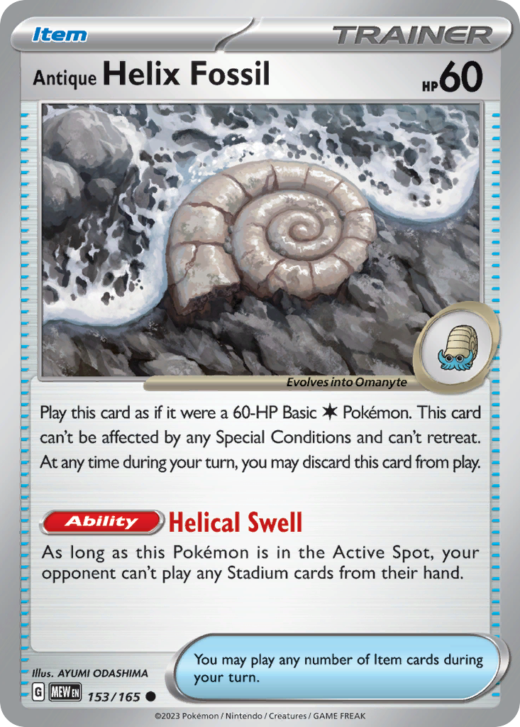 153/165 - Antique Helix Fossil - [Common] - Reverse Holo