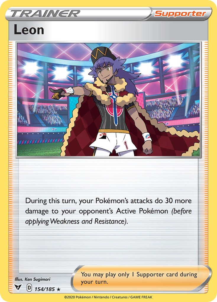 Pokémonkaart 154/185 - Leon - Vivid Voltage - [Rare Holo]