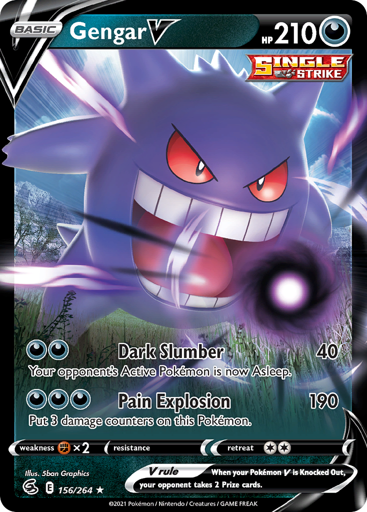 Pokémonkaart 156/264 - Gengar V - Fusion Strike - [Rare Holo V]