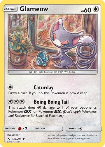 Pokémonkaart 159/214 - Glameow - Unbroken Bonds - [Common]