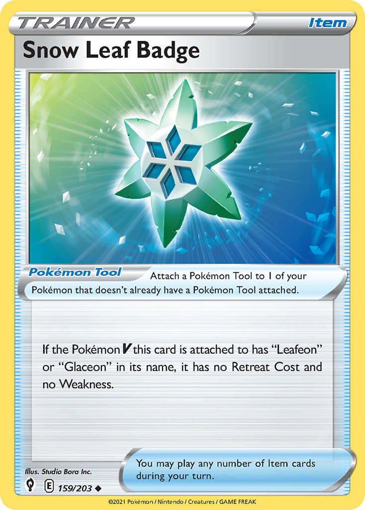 Pokémonkaart 159/203 - Snow Leaf Badge - Evolving Skies - [Uncommon]