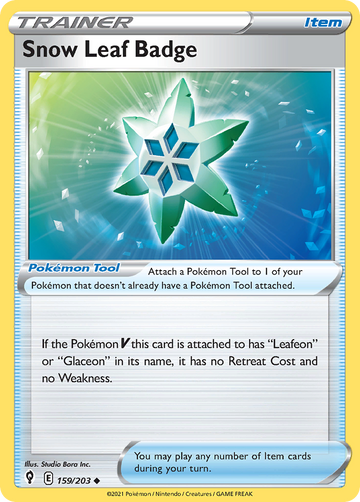 159/203 - Snow Leaf Badge - Reverse Holo - [Uncommon]