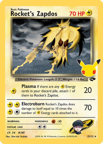 Pokémonkaart 015/132 - Rocket’s Zapdos - Celebrations: Classic Collection - [Classic Collection]