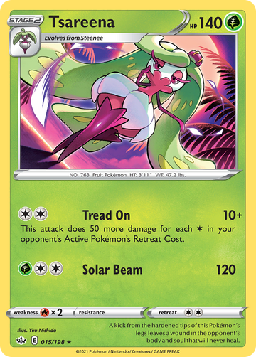 Pokémonkaart 015/198 - Tsareena - Chilling Reign - [Rare]