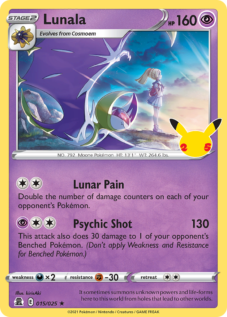Pokémonkaart 015/025 - Lunala - Celebrations - [Rare Holo]