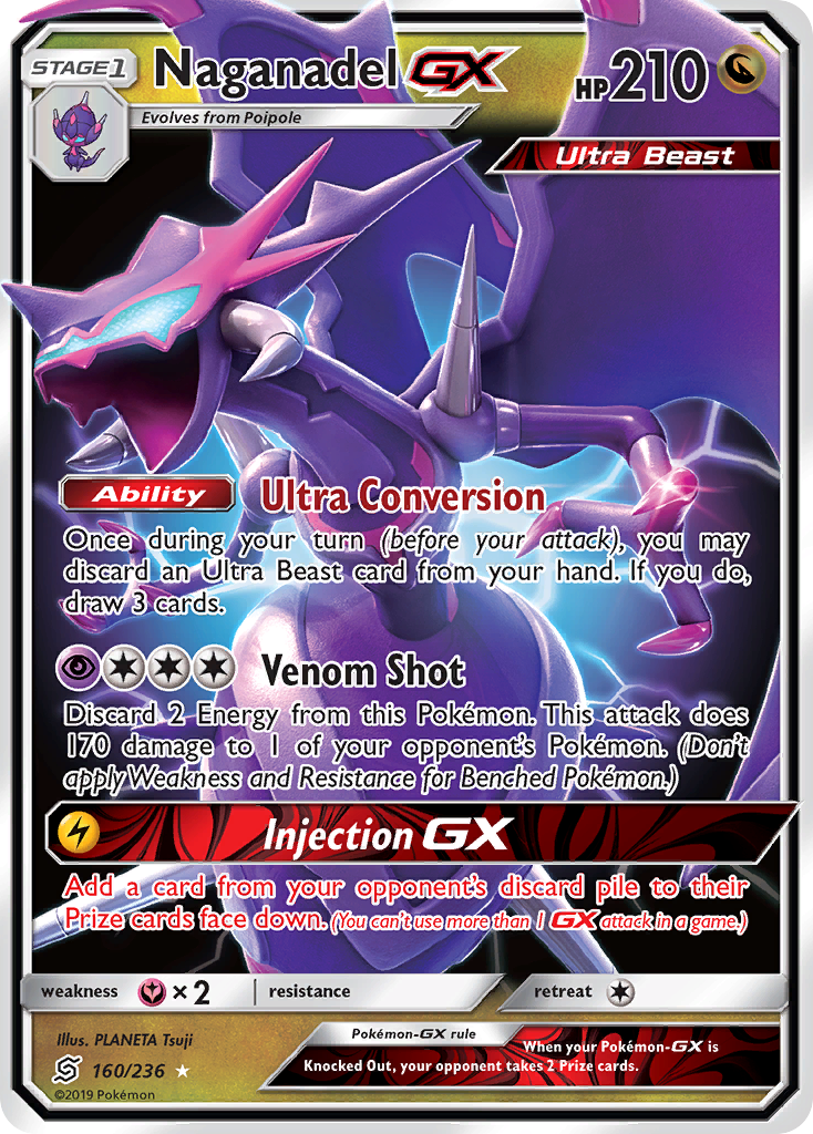 Pokémonkaart 160/236 - Naganadel-GX - Unified Minds - [Rare Holo GX]