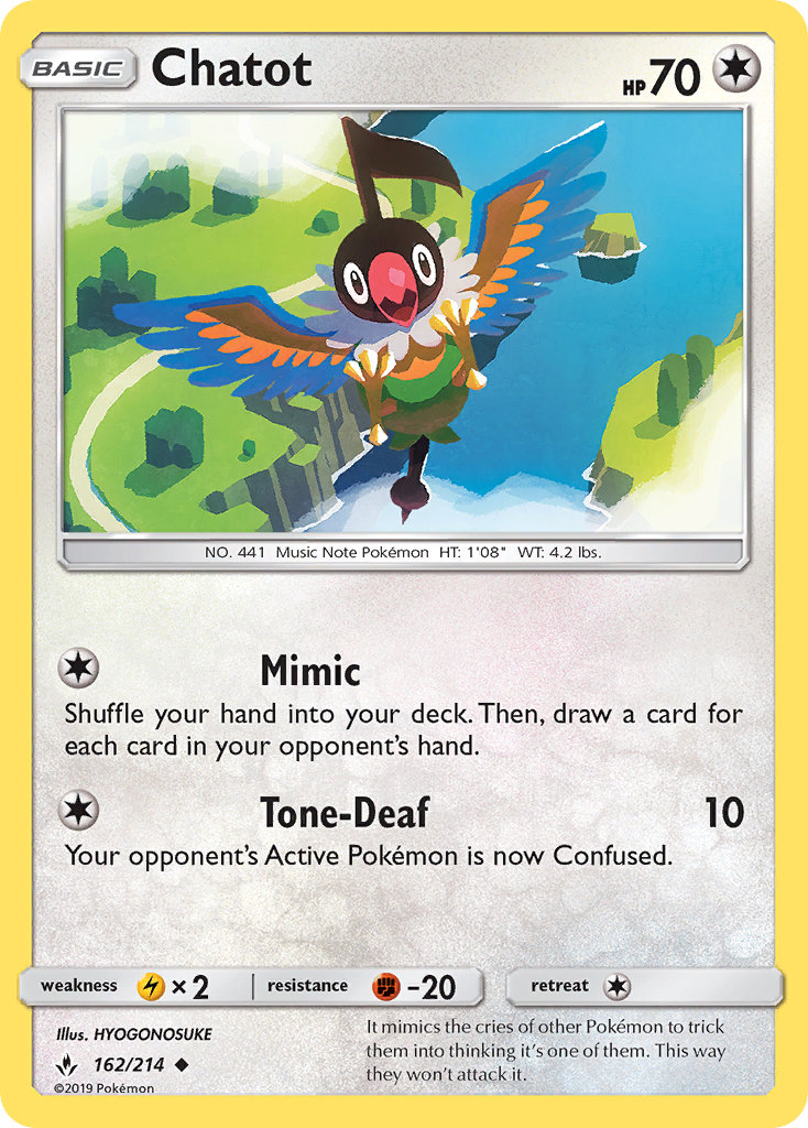 Pokémonkaart 162/214 - Chatot - Unbroken Bonds - [Uncommon]