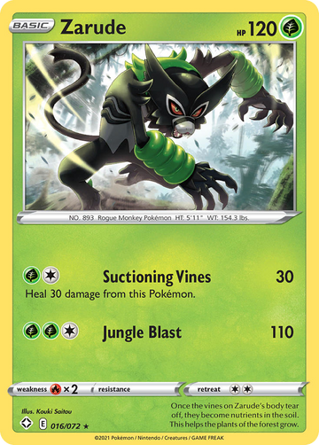 Pokémonkaart 016/072 - Zarude - Shining Fates - [Rare]
