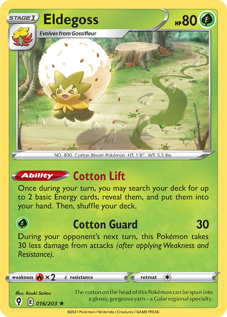 Pokémonkaart 016/203 - Eldegoss - Evolving Skies - [Rare Holo]