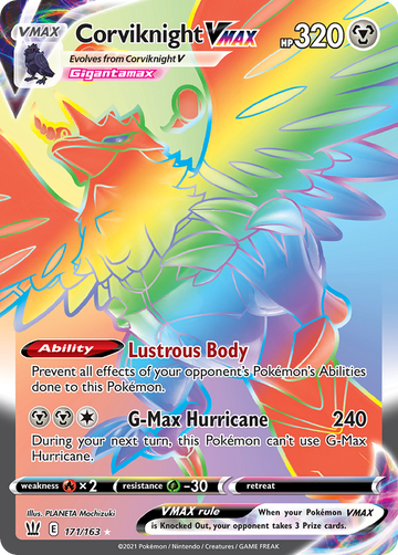 Pokémonkaart 171/163 - Corviknight VMAX - Battle Styles - [Rare Rainbow]
