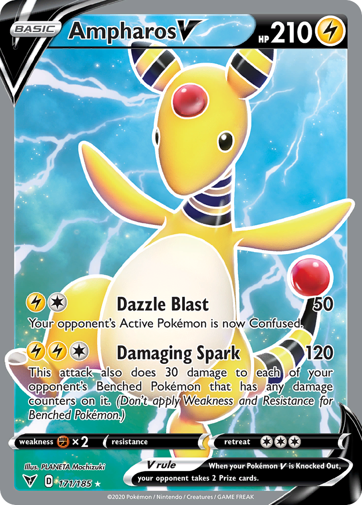 Pokémonkaart 171/185 - Ampharos V - Vivid Voltage - [Rare Ultra]