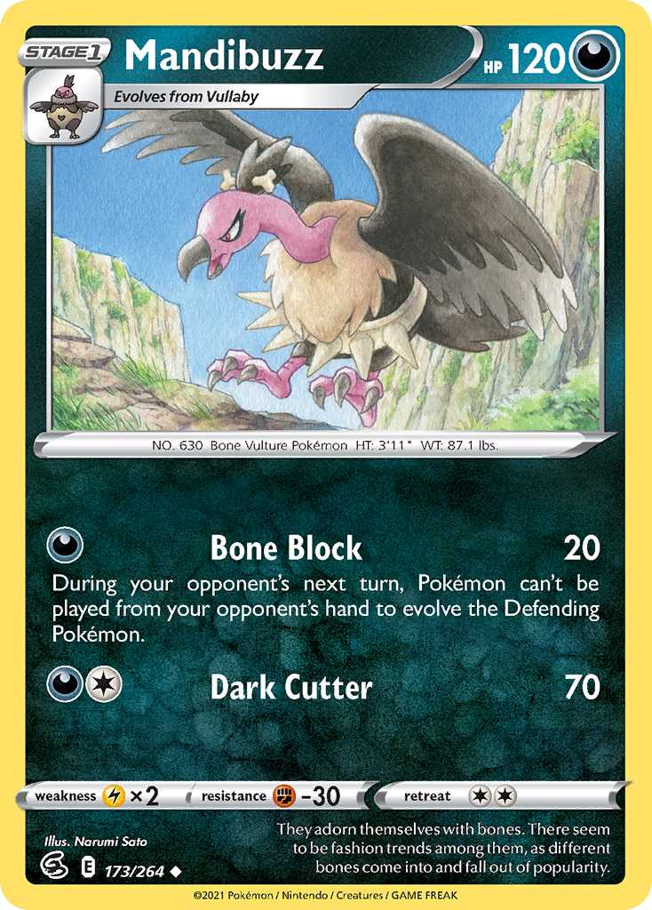 Pokémonkaart 173/264 - Mandibuzz - Fusion Strike - [Uncommon]