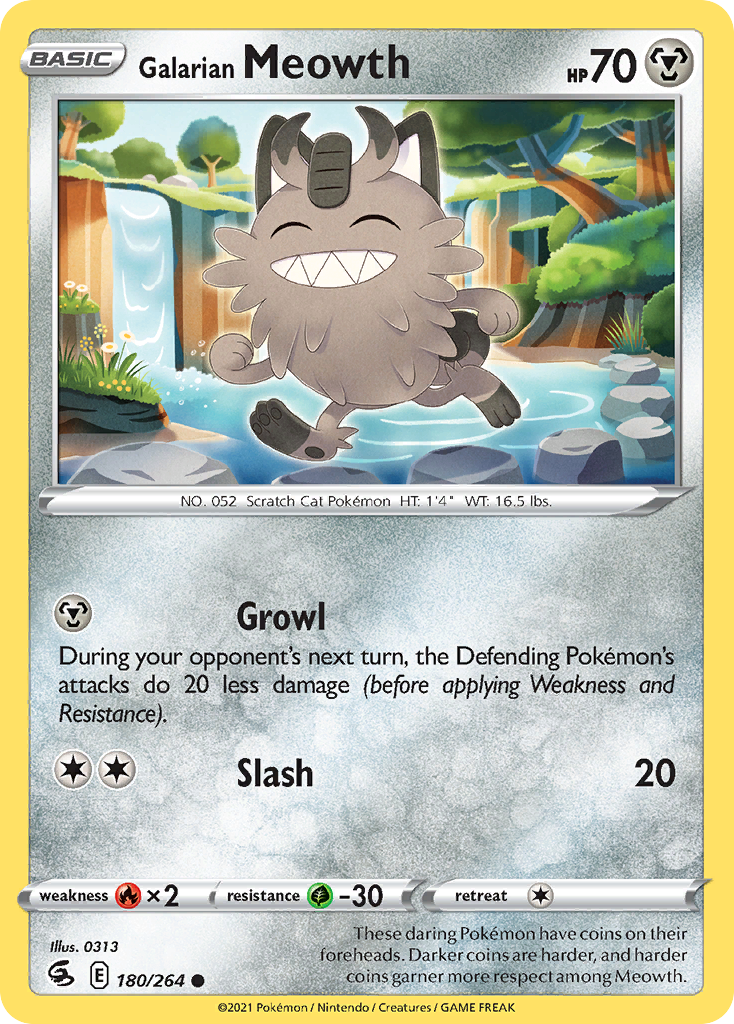 Pokémonkaart 180/264 - Galarian Meowth - Fusion Strike - [Common]