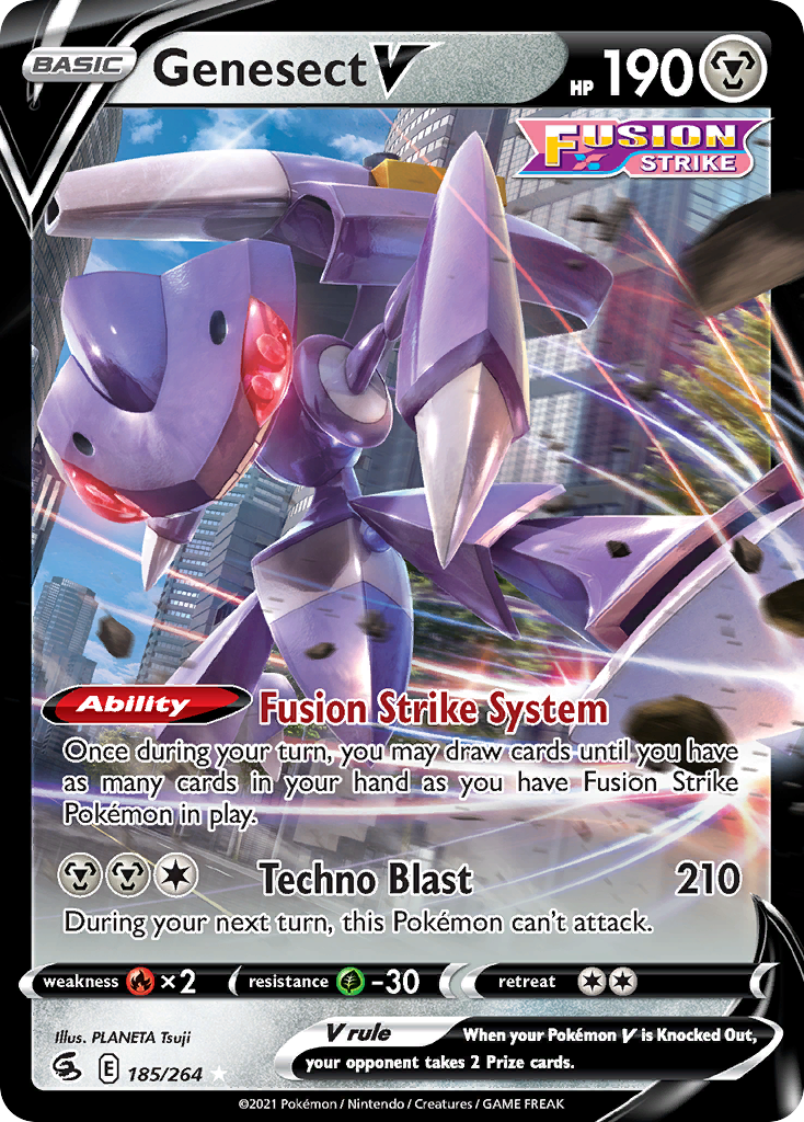 Pokémonkaart 185/264 - Genesect V - Fusion Strike - [Rare Holo V]
