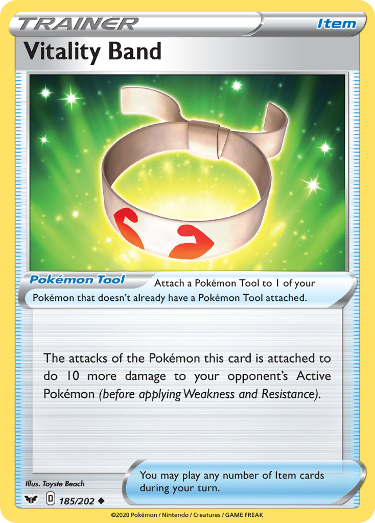 Pokémonkaart 185/202 - Vitality Band - Sword & Shield - [Uncommon]