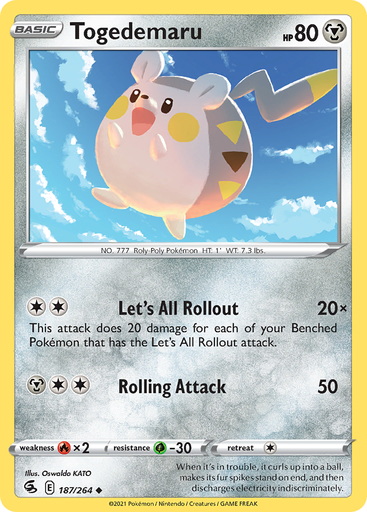 Pokémonkaart 187/264 - Togedemaru - Fusion Strike - [Uncommon]