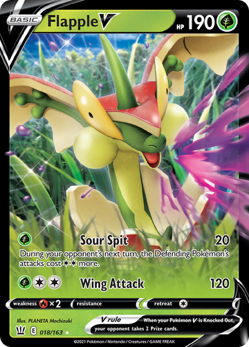 Pokémonkaart 018/163 - Flapple V - Battle Styles - [Rare Holo V]