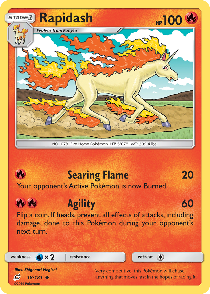 Pokémonkaart 018/181 - Rapidash - Team Up - [Uncommon]