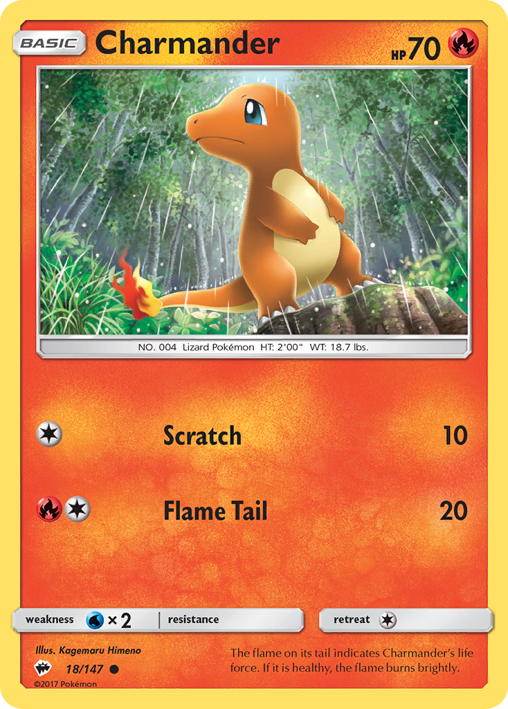 Pokémonkaart 018/147 - Charmander - Burning Shadows - [Common]