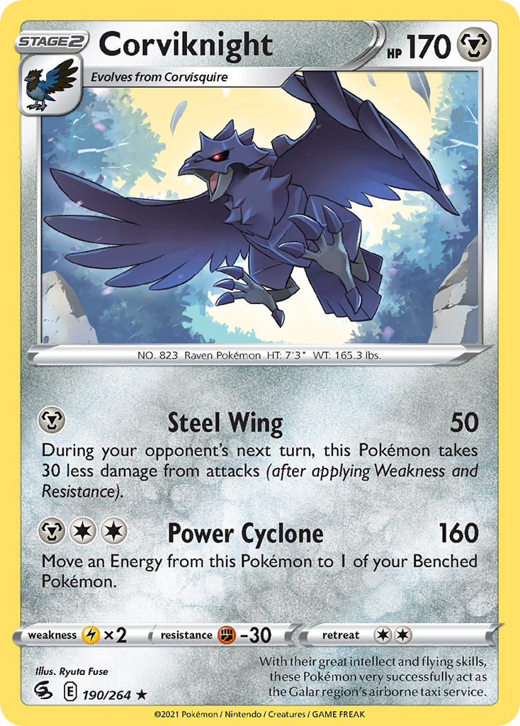 Pokémonkaart 190/264 - Corviknight - Fusion Strike - [Rare]