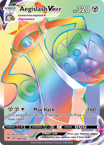 Pokémonkaart 190/185 - Aegislash VMAX - Vivid Voltage - [Rare Rainbow]